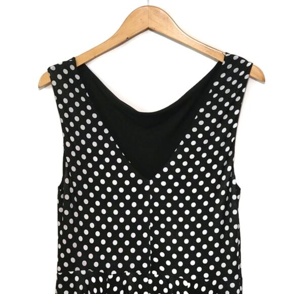 Eva Franco Black and White Polka Dot Dress Sleeveless Midi Flowy Party Summer 8 - Picture 10 of 14